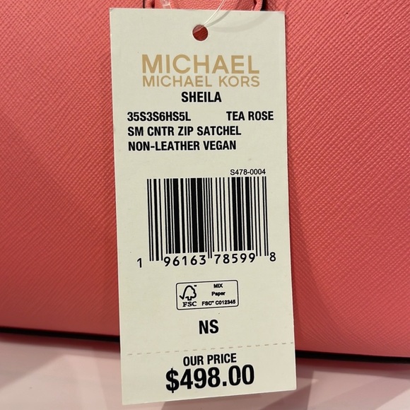 MICHAEL KORS
Sheila Small Faux Saffiano Leather Satchel
Tea Rose 
NWT - Picture 8 of 16